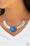 Paparazzi Egyptian Spell - Blue - Delicately Hammered - Silver Necklace and matching Earrings