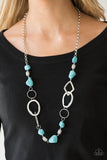 Paparazzi  That's TERRA-ific! - Blue Silver Necklace with matching earrings - The Jewelry Box Collection 