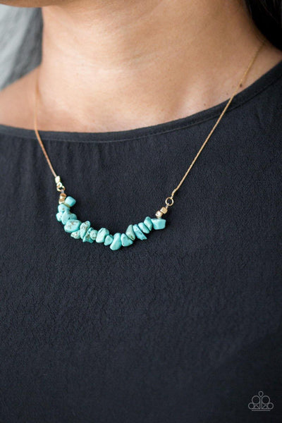 Paparazzi Back To Nature Blue Gold Necklace - The Jewelry Box Collection 