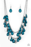 Paparazzi Life of the FIESTA - Blue - Silver Fringe Necklace and matching Earrings
