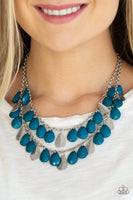 Paparazzi Life of the FIESTA - Blue - Silver Fringe Necklace and matching Earrings