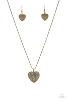 Paparazzi Look Into Your Heart Brass Necklace and matching Earrings