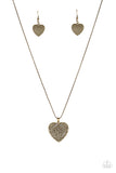 Paparazzi Look Into Your Heart Brass Necklace and matching Earrings