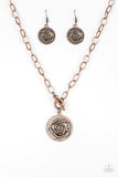 Paparazzi Beautifully Belle Copper Necklace and Matching Earrings - The Jewelry Box Collection 