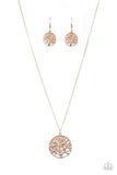 Paparazzi Save The Trees - Rose Gold Necklace and Matching Earrings