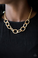 Paparazzi Boldly Bronx - Gold Bold Links - Necklace and matching Earrings - The Jewelry Box Collection 