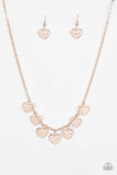 Paparazzi Less Is AMOUR - Rose Gold - Heart Necklace and matching Earrings