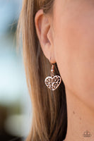 Paparazzi Less Is AMOUR - Rose Gold - Heart Necklace and matching Earrings