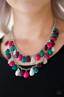 Paparazzi Life of the FIESTA - Multi - Green, Pink and Plum Teardrops - Necklace and matching Earrings