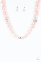 Paparazzi Put On Your Party Dress Pink Pearls Rhinestone Necklace and matching Earrings