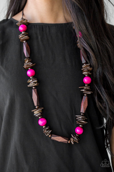 Paparazzi Cozumel Coast - Pink Wood Necklace