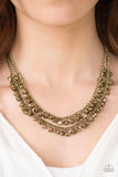 Paparazzi Majestic Marinas - Brass - Necklace and matching Earrings