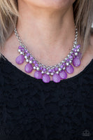 Paparazzi Trending Tropicana - Purple - Beads - Teardrop - Bold Interlocking Silver Chains Necklace