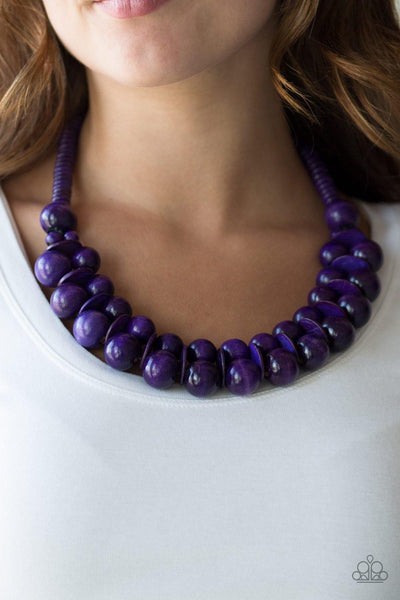 Paparazzi Caribbean Cover Girl - Purple Wood Necklace - The Jewelry Box Collection 