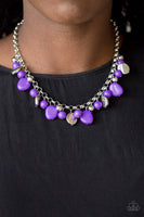 Paparazzi Flirtatiously Florida - Purple and Silver Necklace with matching earrings