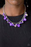 Paparazzi Flirtatiously Florida - Purple and Silver Necklace with matching earrings