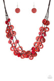 Paparazzi Wonderfully Walla Walla - Red Wood Necklace - The Jewelry Box Collection 