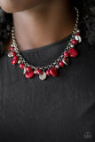 Paparazzi Flirtatiously Florida - Red - Necklacewith matching earrings