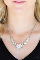 Paparazzi Garden Glamour - Silver - White Rhinestones -Necklace and matching Earrings