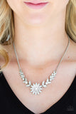 Paparazzi Garden Glamour - Silver - White Rhinestones -Necklace and matching Earrings