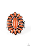 Paparazzi Cactus Cabana - Orange - Stones - Studded Silver - Ring - The Jewelry Box Collection 