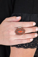 Paparazzi Cactus Cabana - Orange - Stones - Studded Silver - Ring - The Jewelry Box Collection 