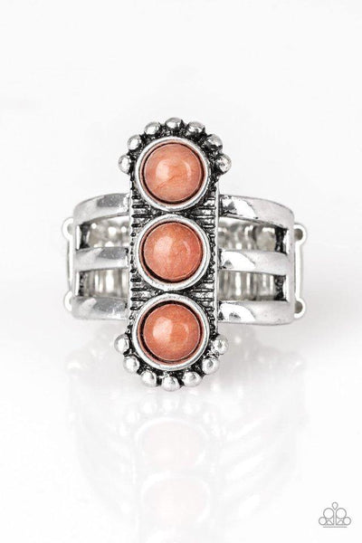 Paparazzi Rio Trio Orange beads - Silver Ring - The Jewelry Box Collection 