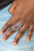 Paparazzi Formal Floral - Pink - Rhinestones Flower - Whimsical Finish - Ring