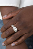Paparazzi Born To Rule - White - Rhinestones - Dainty Band Ring - The Jewelry Box Collection 