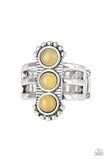 Paparazzi Rio Trio Yellow Beads Silver Ring - The Jewelry Box Collection 