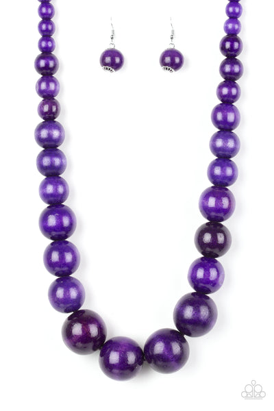 Paparazzi Effortlessly Everglades - Purple Wood Necklace - The Jewelry Box Collection 