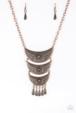 Paparazzi Go STEER-Crazy Copper Necklace and matching Earrings - The Jewelry Box Collection 
