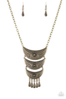 Paparazzi Go STEER-Crazy - Brass - Necklace and matching Earrings