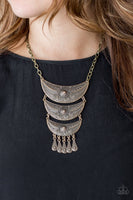 Paparazzi Go STEER-Crazy - Brass - Necklace and matching Earrings