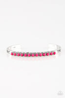 Paparazzi New Age Traveler - Pink Beads - Silver Cuff Bracelet