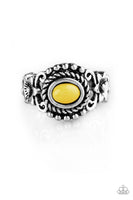 Paparazzi All Summer Long - Yellow Bead - Silver Ring - The Jewelry Box Collection 