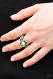 Paparazzi All Summer Long - Yellow Bead - Silver Ring - The Jewelry Box Collection 