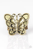 Paparazzi Sky High Butterfly - Brass Earring