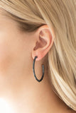 Paparazzi Danger Zone - Black Hoop Earring - The Jewelry Box Collection 