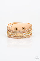 Paparazzi Rollin In Rhinestones - Gold Wrap Bracelet - The Jewelry Box Collection 