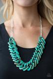 Paparazzi Comin In HAUTE - Blue Turquoise - Faux Marble Acrylic - Necklace and matching Earrings
