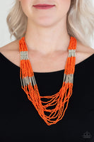 Paparazzi Let It BEAD - Orange Necklace and Matching Earrings