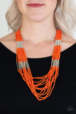 Paparazzi Let It BEAD - Orange Necklace and Matching Earrings
