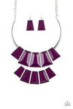 Paparazzi Lions, TIGRESS, and Bears - Purple Plum - Silver Necklace and matching Earrings