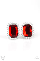 Paparazzi Earrings Downtown Dapper - Red Clip-On