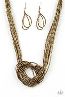 Paparazzi Knotted Knockout Brass Seedbead Necklace - The Jewelry Box Collection 