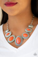 Paparazzi Sierra Serenity - Orange Necklace and Matching Earrings