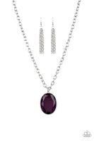 Paparazzi Light As HEIR - Purple Silver Necklace and Matching Earrings