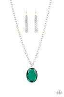 Paparazzi Light As HEIR Green Silver Necklace and Matching Earrings - The Jewelry Box Collection 