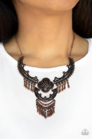 Paparazzi Rogue Vogue - Copper - Antiqued Plates Pendant - Necklace and matching Earrings